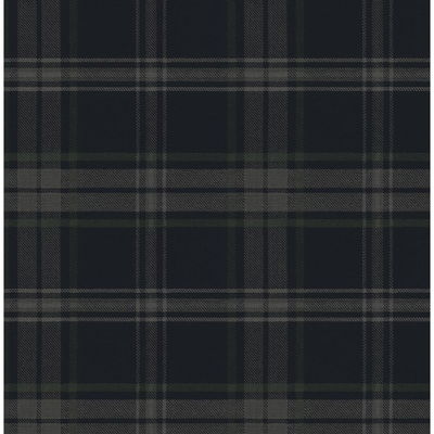 Sennehill Plaid Dark Blue & Evergreen Wallpaper